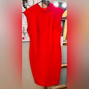 Midi Dress with Capped sleeves with  Bow closure in back Color: Red